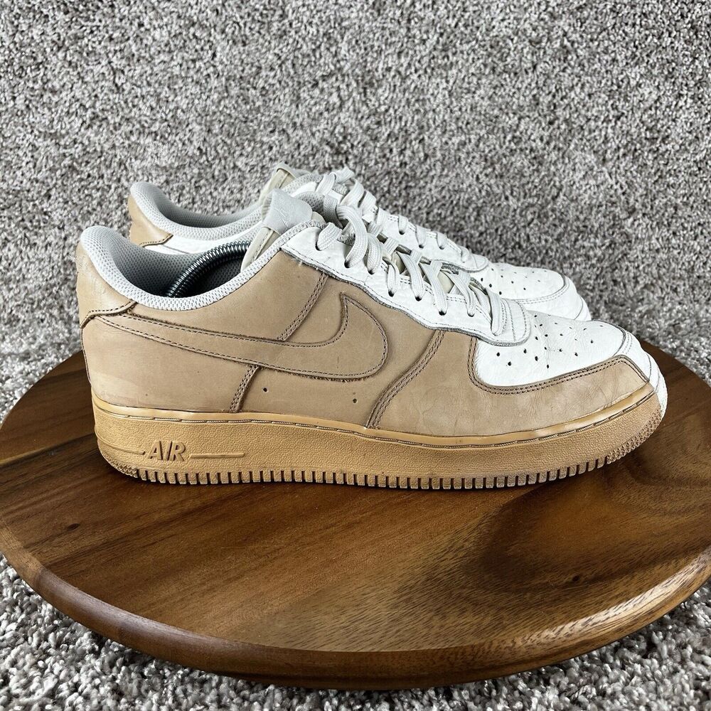 Size 12 - Nike Air Force 1 '07 Premium Split White Tan 2017 Brown Shoes Sneakers